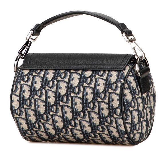 Dior Oblique Saddle Roller Crossbody Shoulder Bag Handbag 2WAY Navy Beige Black - Picture 2 of 9
